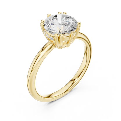 2.04ctw Round Cut Solitaire Ring with Hidden Halo | Yellow Gold