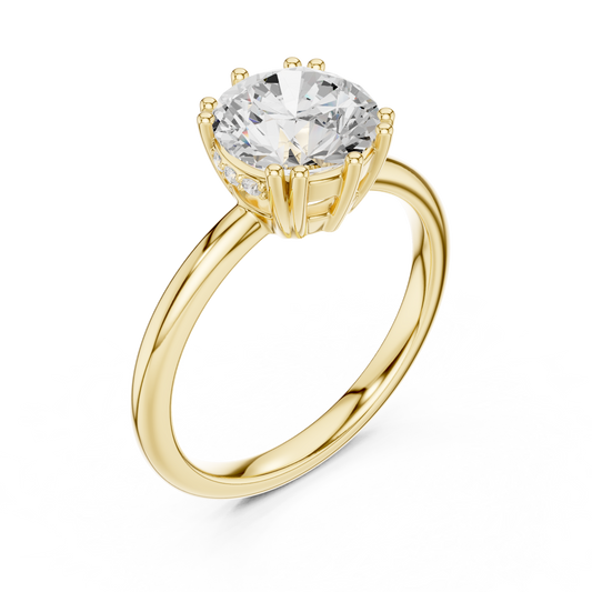 2.04ctw Round Cut Solitaire Ring with Hidden Halo | Yellow Gold