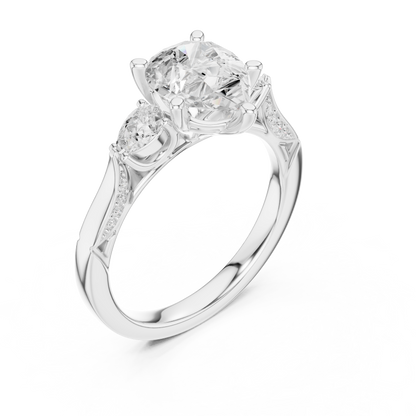 2.53ctw Pear-Cut Three-Stone Diamond Ring | Yellow Gold Pavé Band