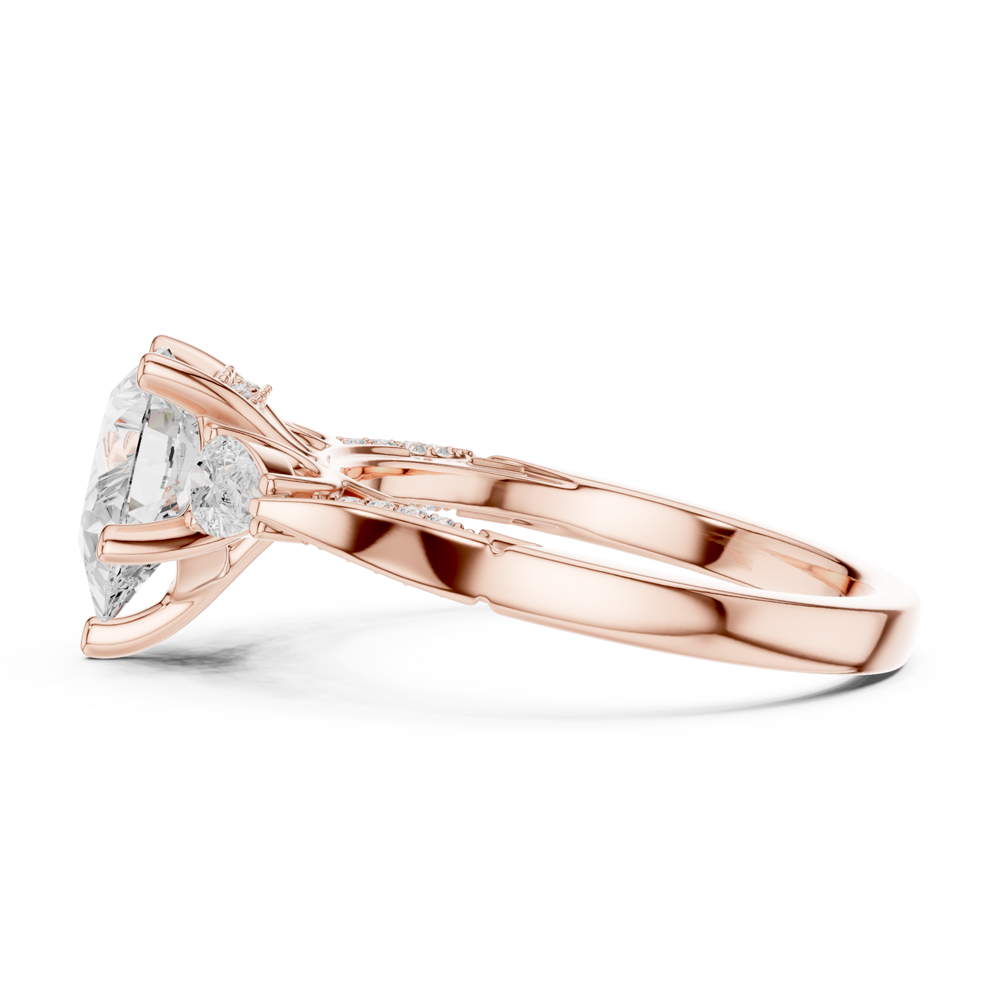 2.53ctw Pear-Cut Three-Stone Diamond Ring | Yellow Gold Pavé Band