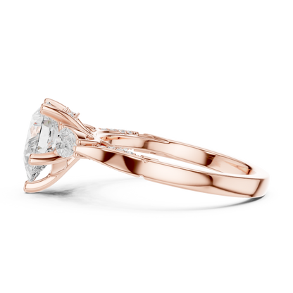 2.53ctw Pear-Cut Three-Stone Diamond Ring | Yellow Gold Pavé Band