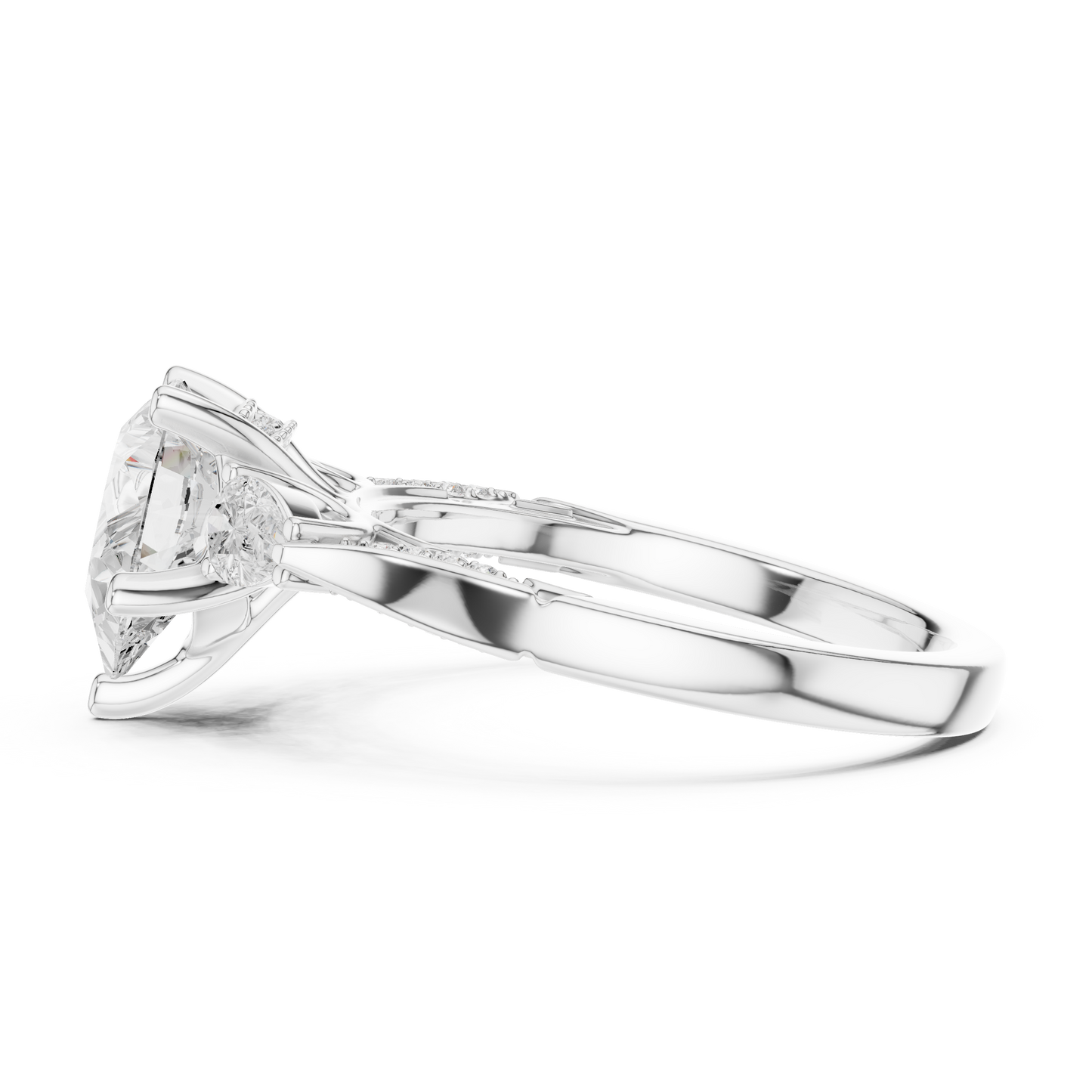 2.53ctw Pear-Cut Three-Stone Diamond Ring | Yellow Gold Pavé Band