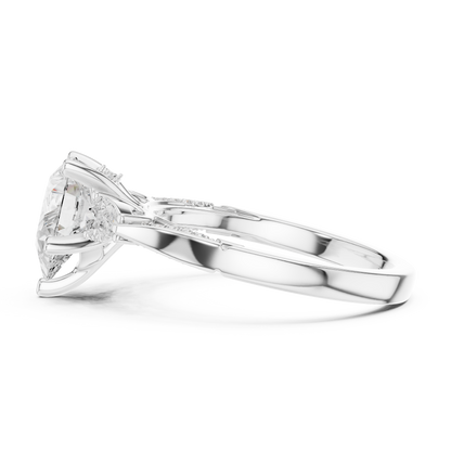 2.53ctw Pear-Cut Three-Stone Diamond Ring | Yellow Gold Pavé Band