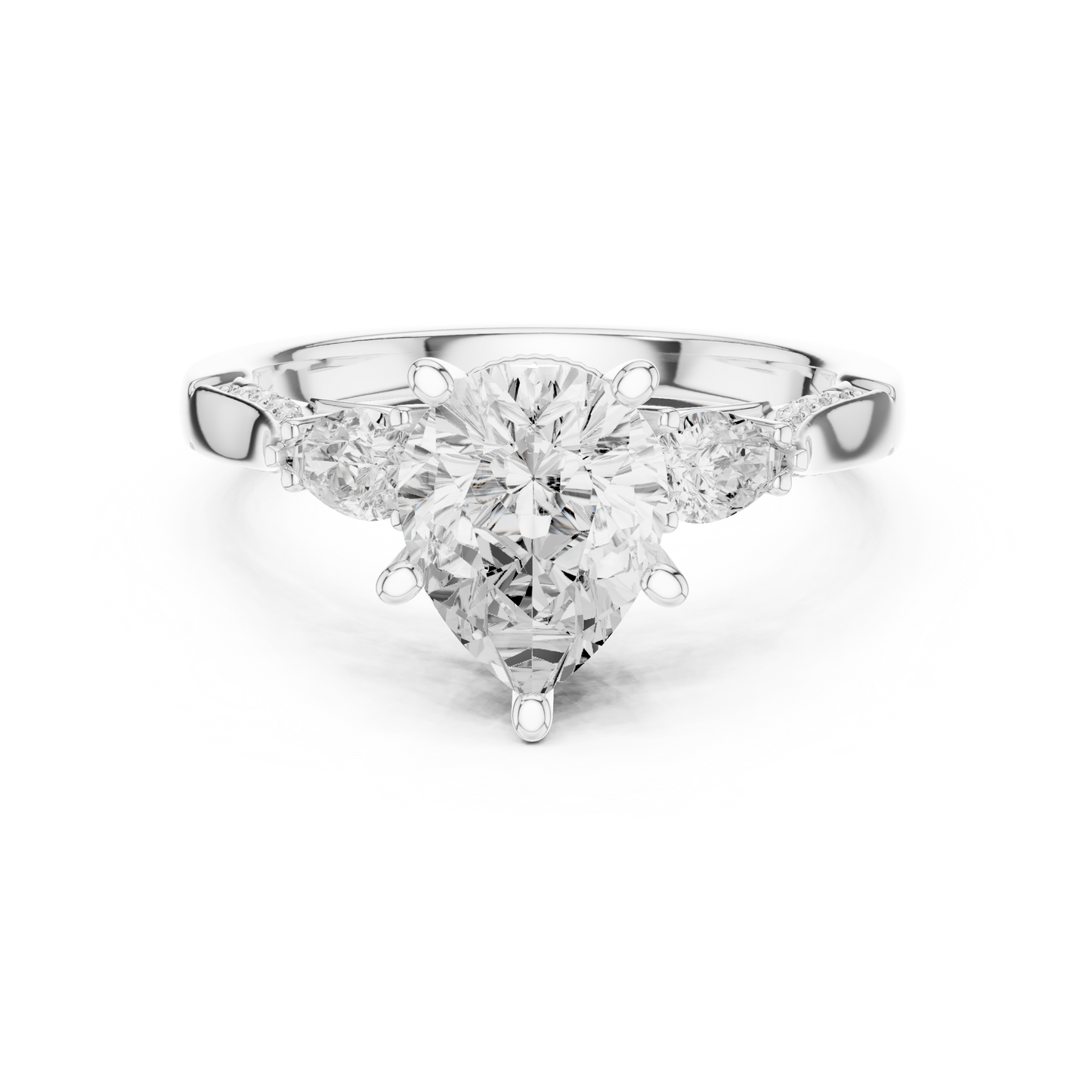 2.53ctw Pear-Cut Three-Stone Diamond Ring | Yellow Gold Pavé Band