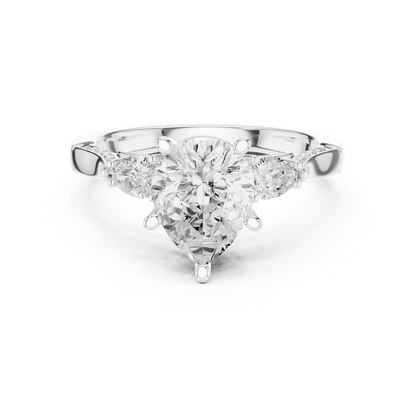 2.53ctw Pear-Cut Three-Stone Diamond Ring | Yellow Gold Pavé Band