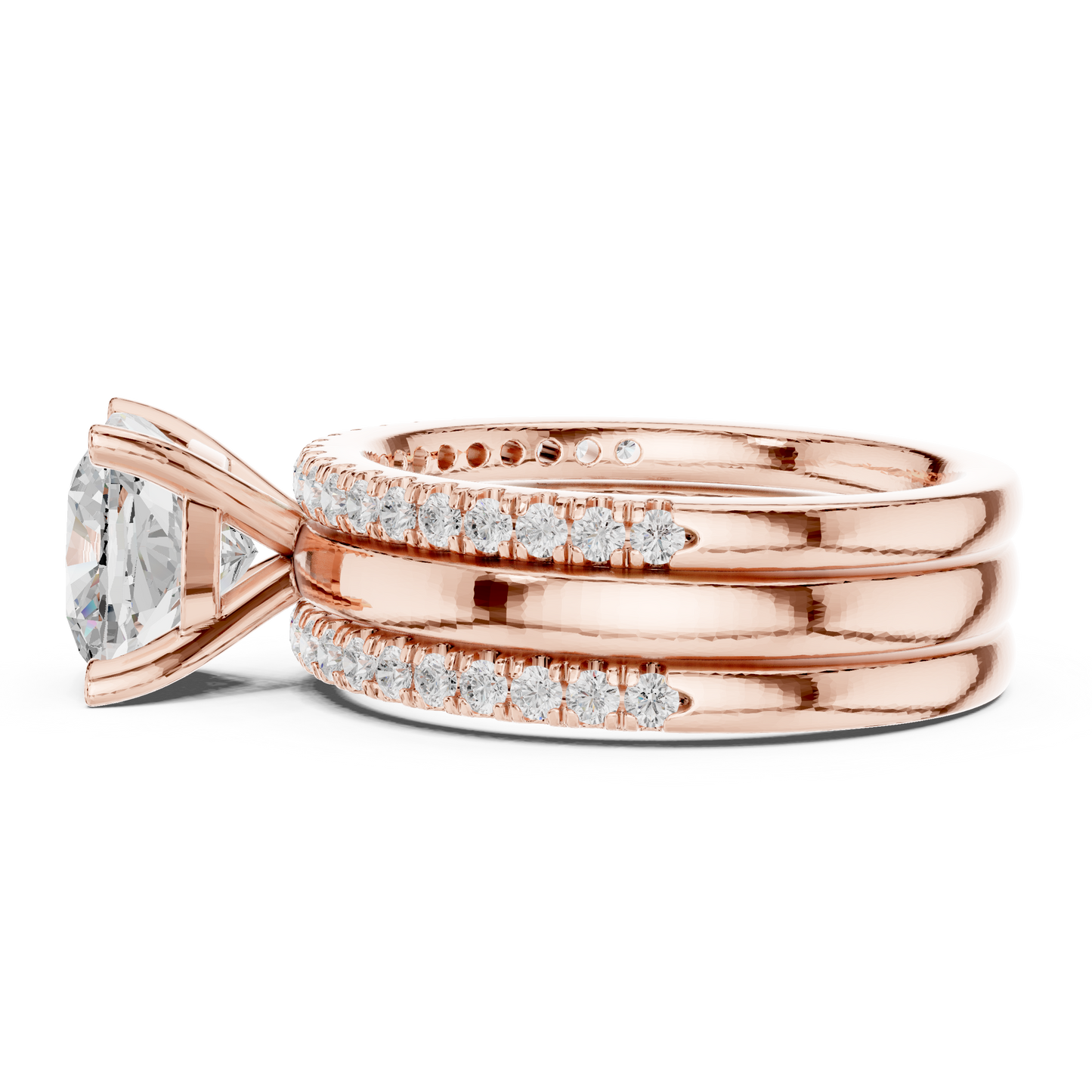 3.50ctw Cushion Diamond Multi-Row Layered Triple Band Ring - Solid Gold