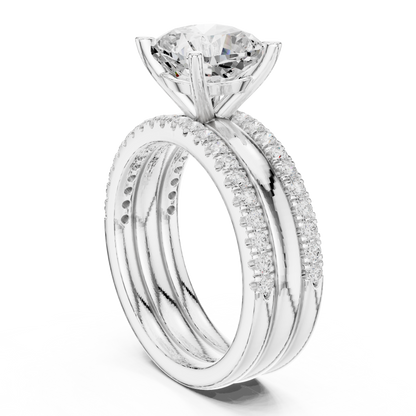 3.50ctw Cushion Diamond Multi-Row Layered Triple Band Ring - Solid Gold