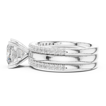 3.50ctw Cushion Diamond Multi-Row Layered Triple Band Ring - Solid Gold