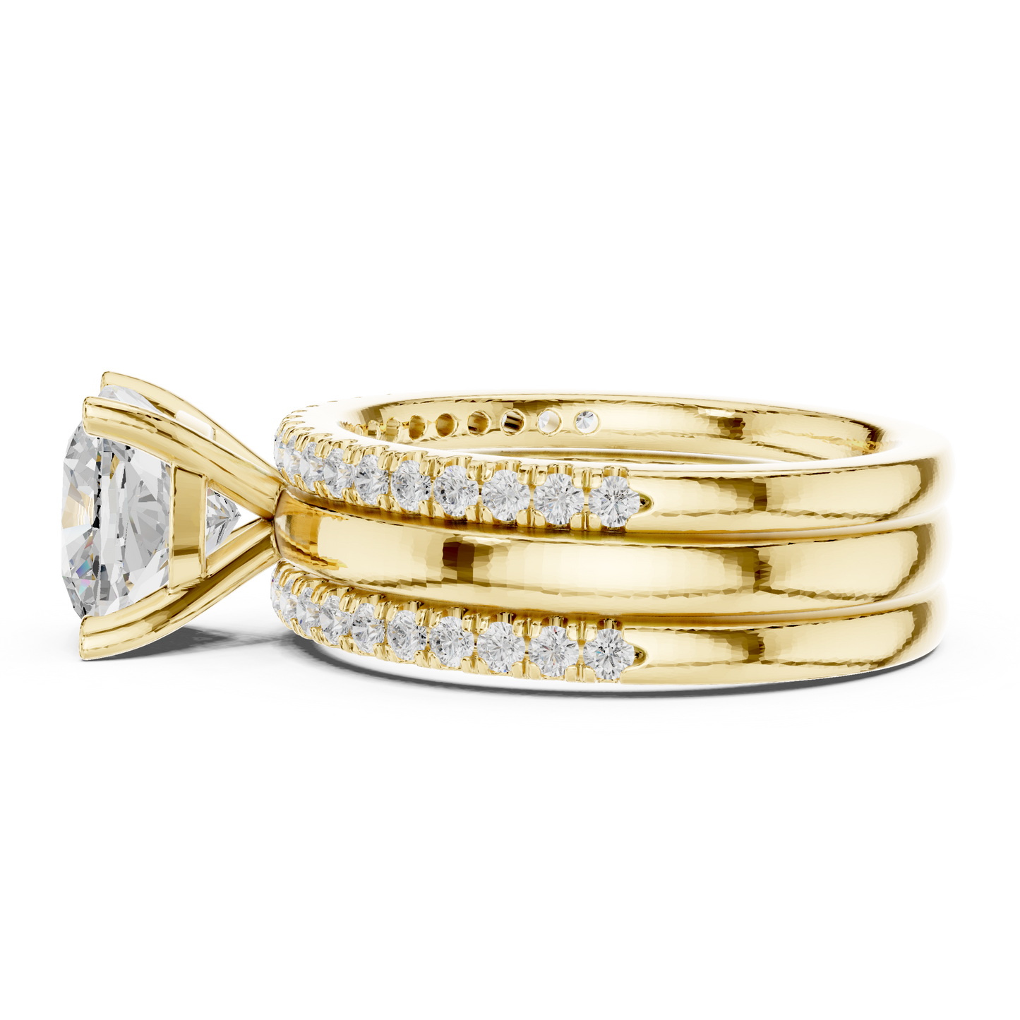 3.50ctw Cushion Diamond Multi-Row Layered Triple Band Ring - Solid Gold