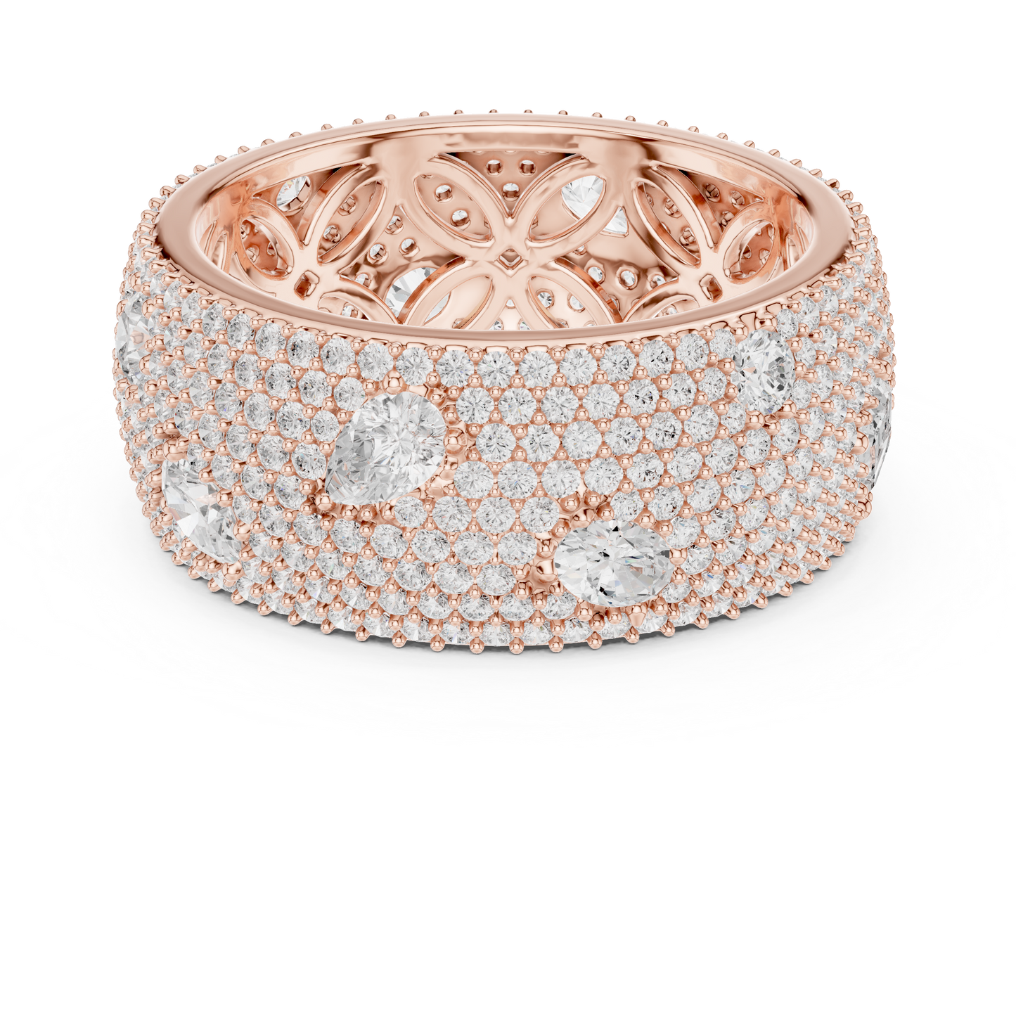 3.19ctw Mixed Cut Diamond Wide Honeycomb Pavé Statement Ring
