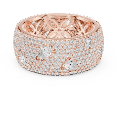 3.19ctw Mixed Cut Diamond Wide Honeycomb Pavé Statement Ring