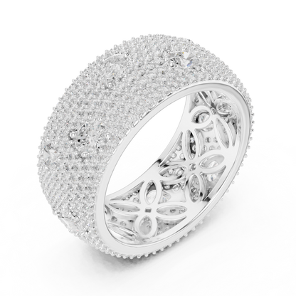 3.19ctw Mixed Cut Diamond Wide Honeycomb Pavé Statement Ring