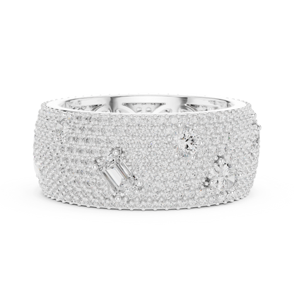 3.19ctw Mixed Cut Diamond Wide Honeycomb Pavé Statement Ring