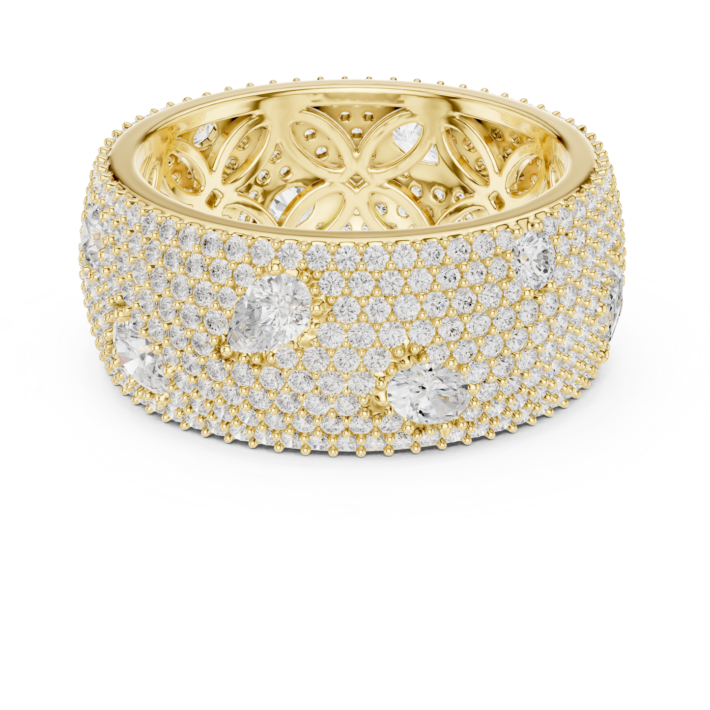 3.19ctw Mixed Cut Diamond Wide Honeycomb Pavé Statement Ring