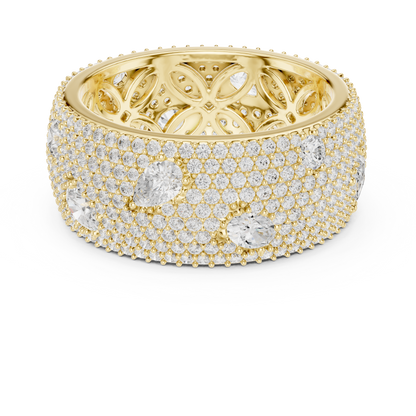 3.19ctw Mixed Cut Diamond Wide Honeycomb Pavé Statement Ring