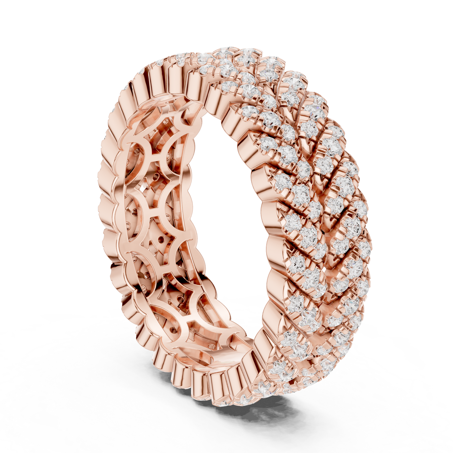 1.01ctw Round Diamond Woven Braided Link Ring - Solid Gold