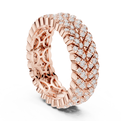 1.01ctw Round Diamond Woven Braided Link Ring - Solid Gold