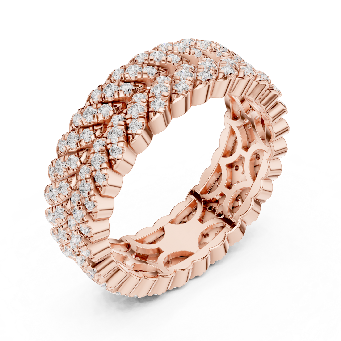 1.01ctw Round Diamond Woven Braided Link Ring - Solid Gold