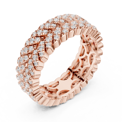 1.01ctw Round Diamond Woven Braided Link Ring - Solid Gold