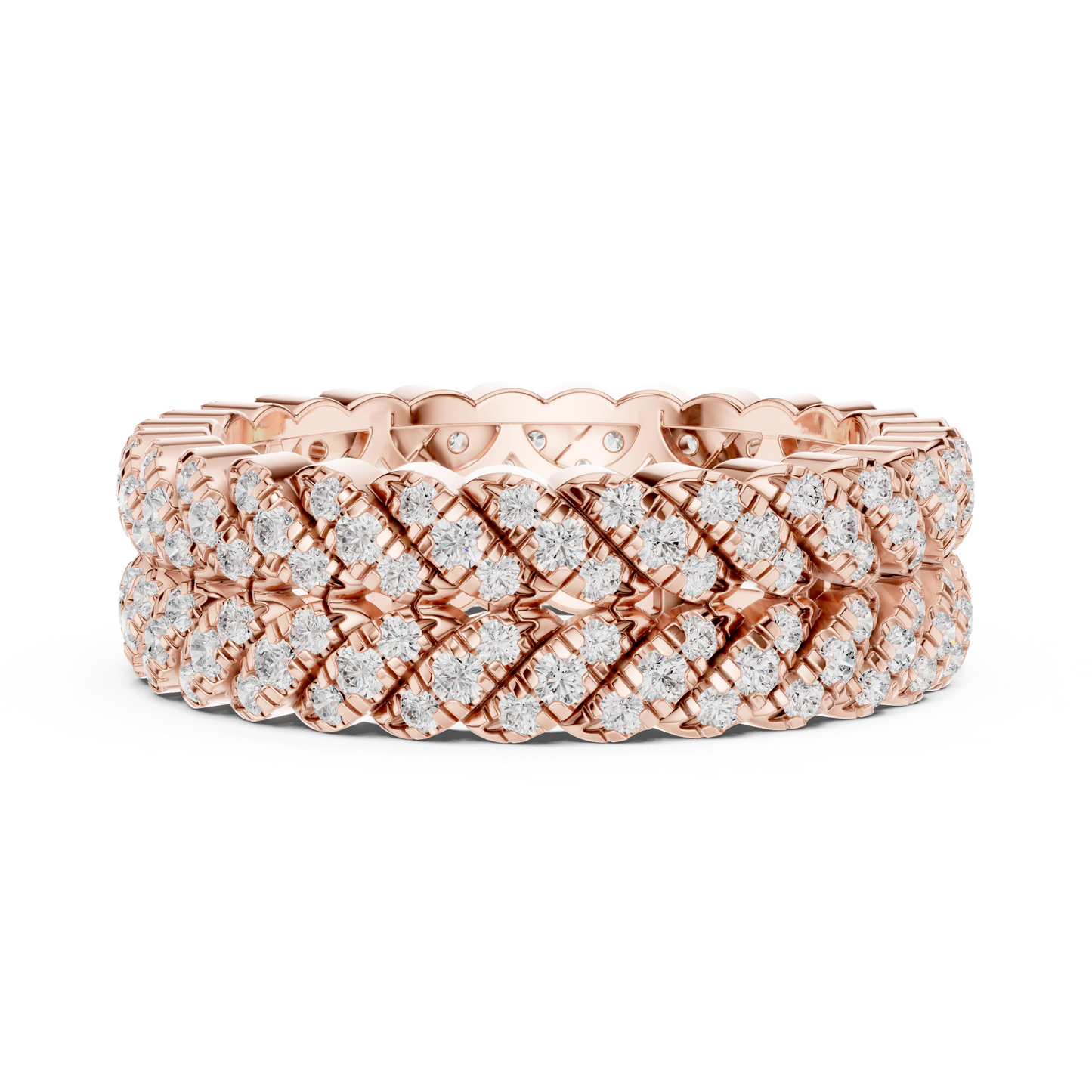 1.01ctw Round Diamond Woven Braided Link Ring - Solid Gold