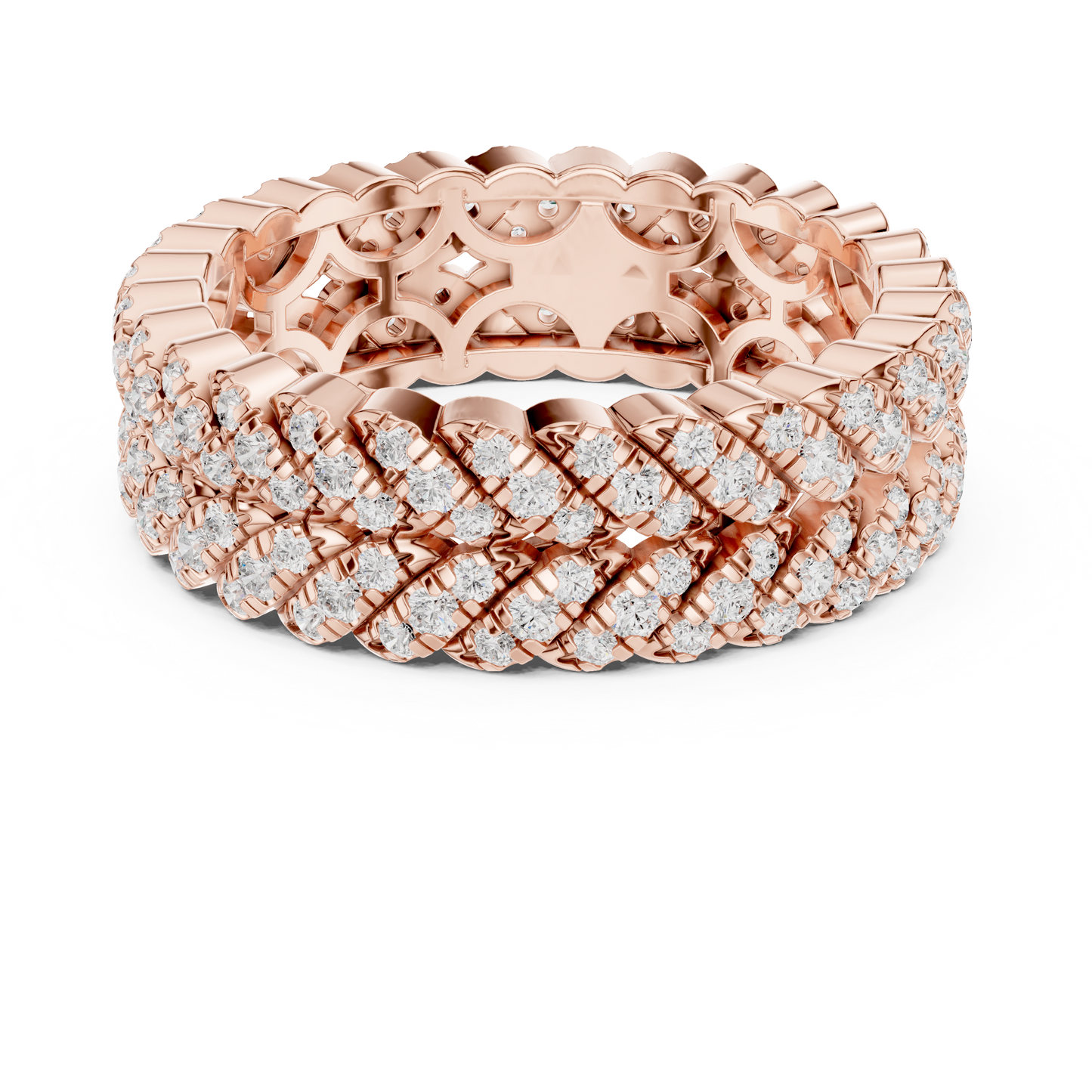 1.01ctw Round Diamond Woven Braided Link Ring - Solid Gold