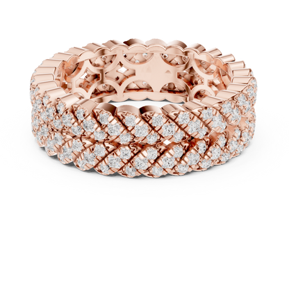1.01ctw Round Diamond Woven Braided Link Ring - Solid Gold