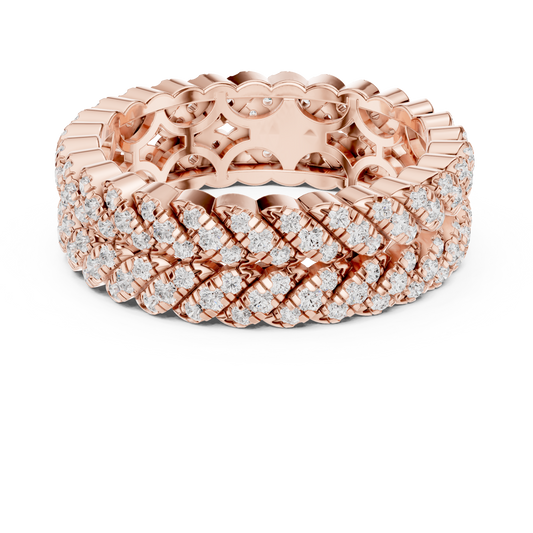 1.01 Carat Round Diamond Woven Braided Link Ring - Solid Gold