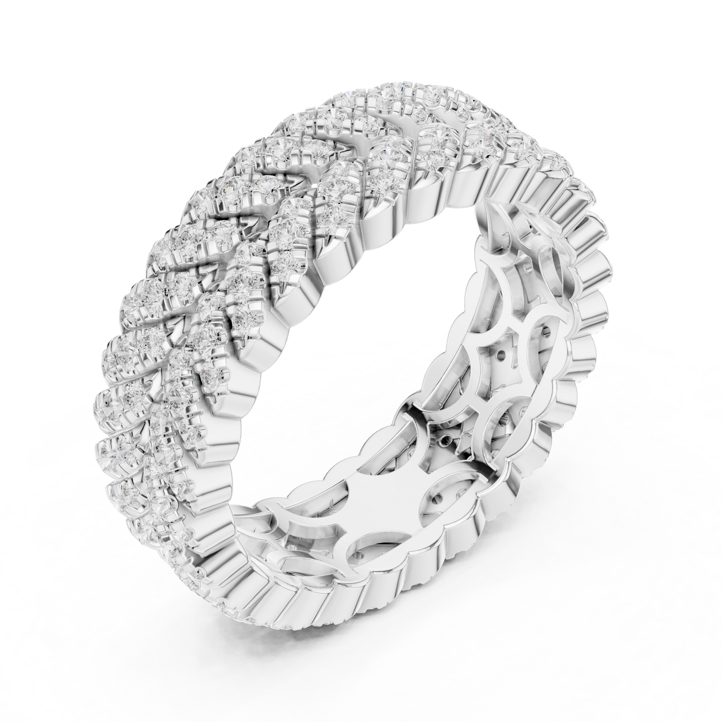 1.01ctw Round Diamond Woven Braided Link Ring - Solid Gold