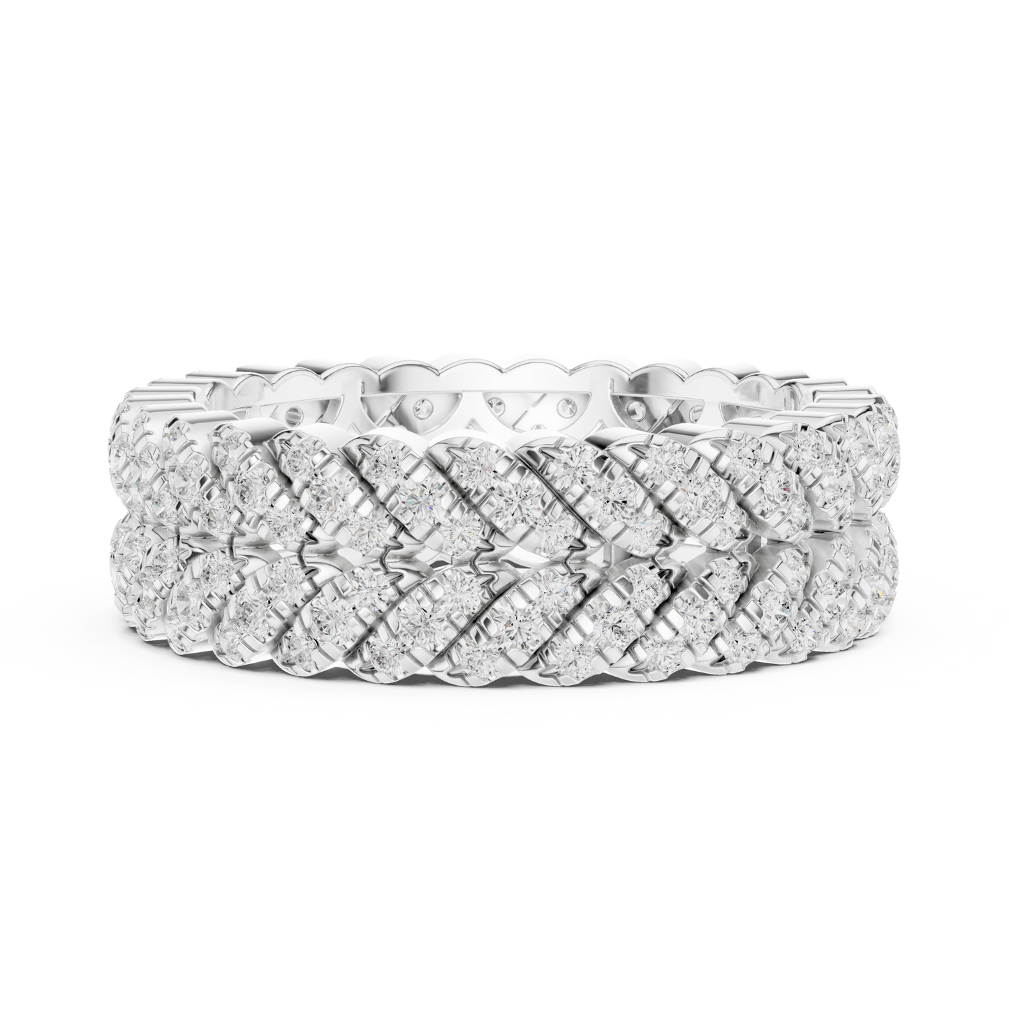 1.01ctw Round Diamond Woven Braided Link Ring - Solid Gold