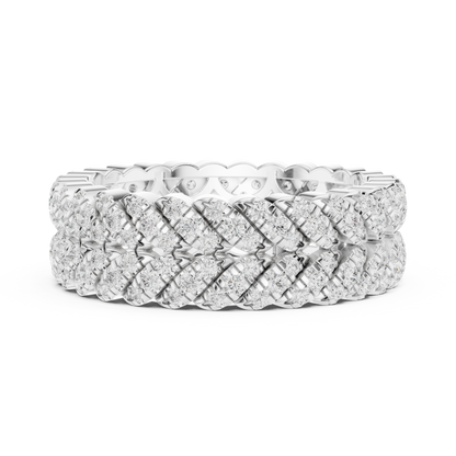 1.01ctw Round Diamond Woven Braided Link Ring - Solid Gold