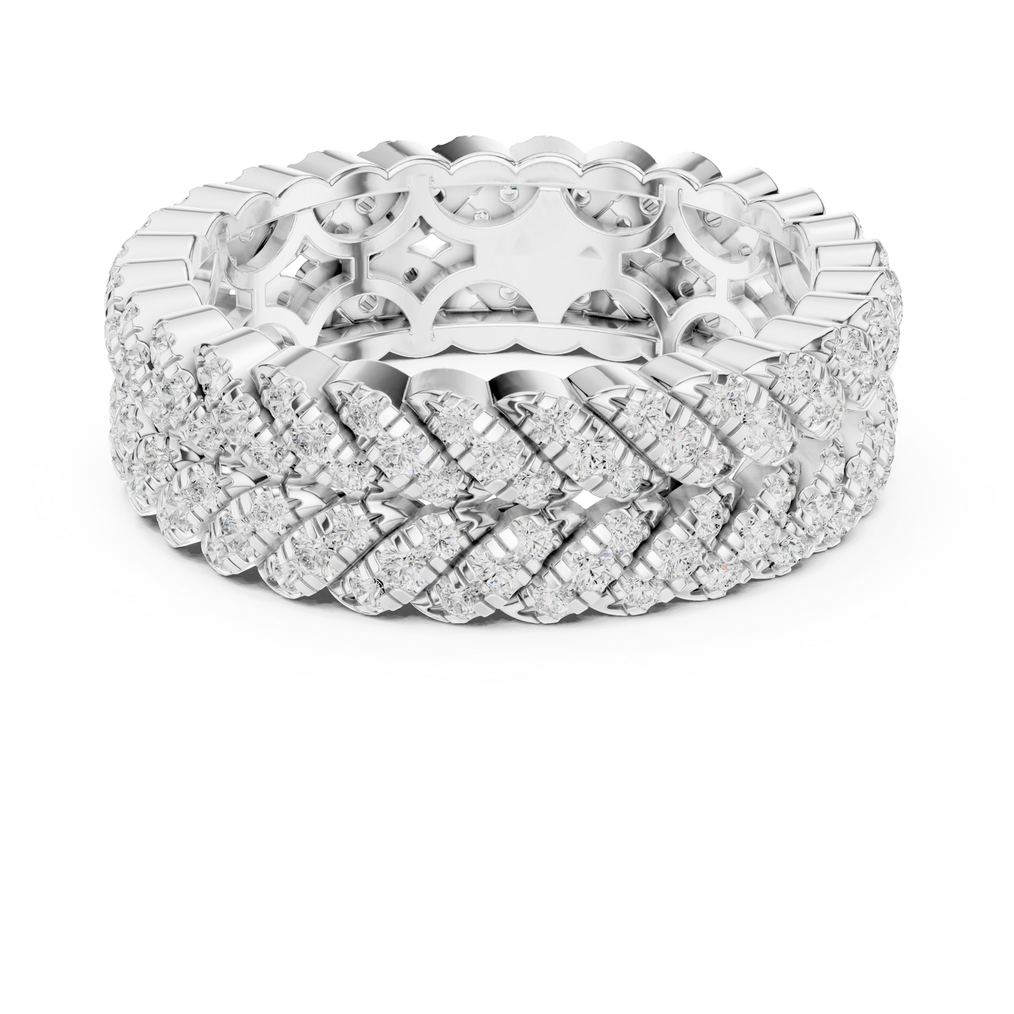 1.01ctw Round Diamond Woven Braided Link Ring - Solid Gold