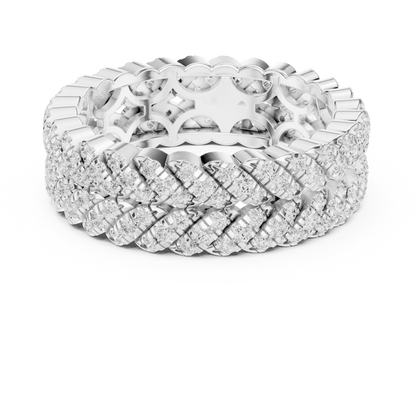 1.01ctw Round Diamond Woven Braided Link Ring - Solid Gold