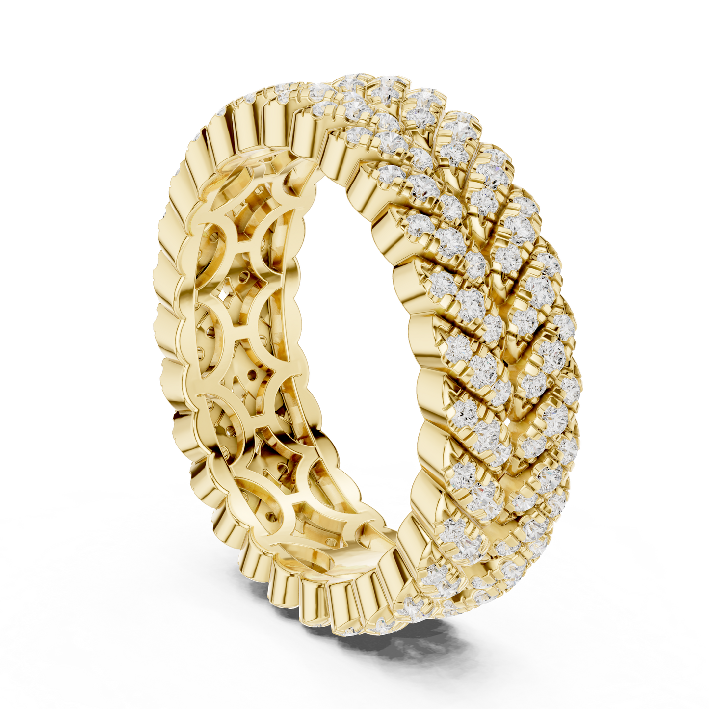 1.01ctw Round Diamond Woven Braided Link Ring - Solid Gold
