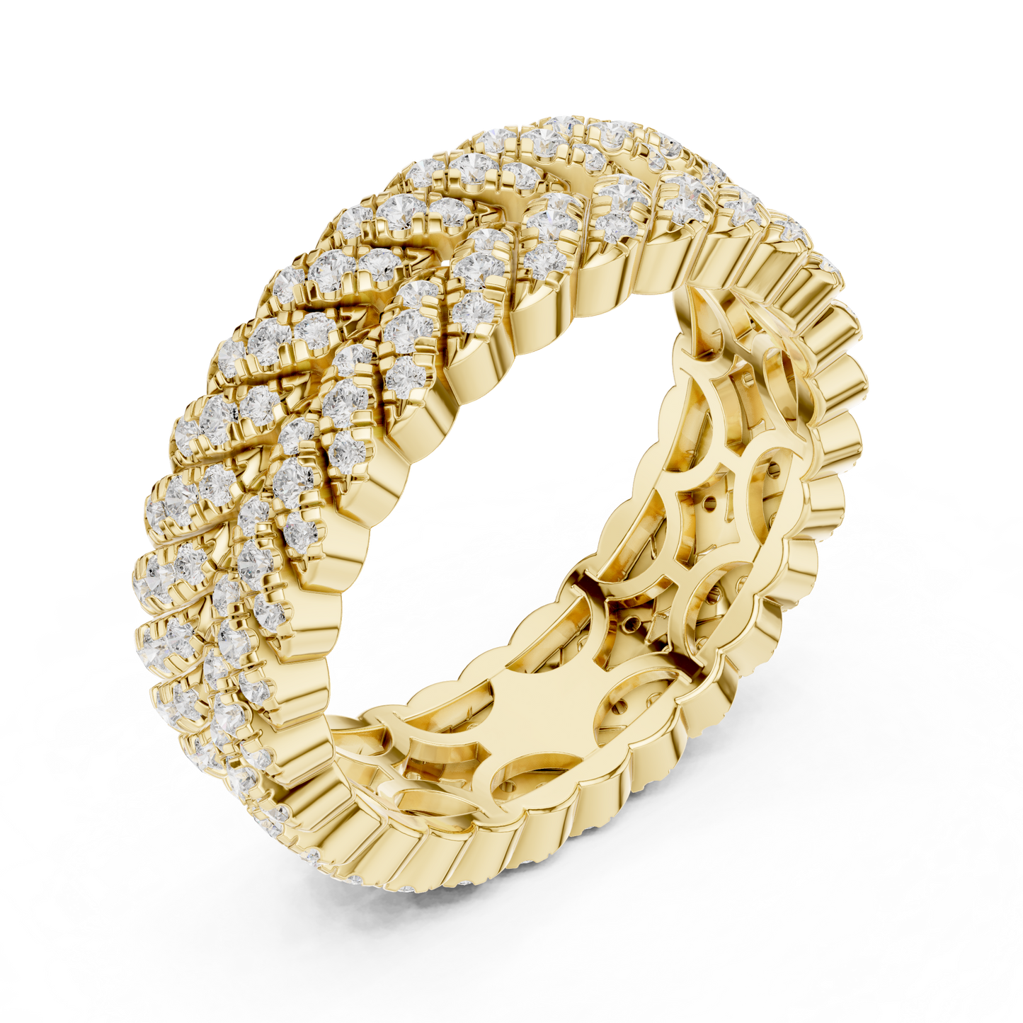 1.01ctw Round Diamond Woven Braided Link Ring - Solid Gold