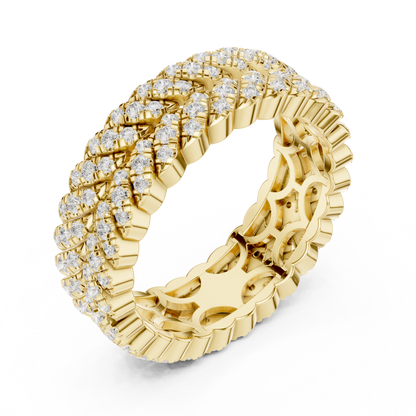 1.01ctw Round Diamond Woven Braided Link Ring - Solid Gold