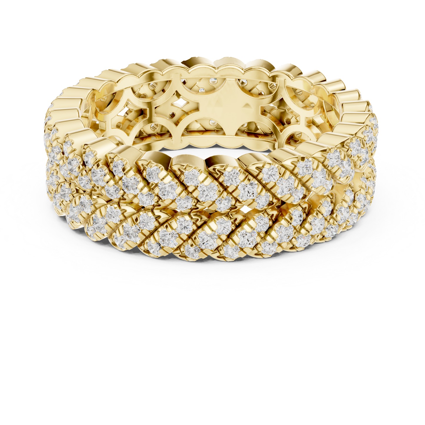 1.01ctw Round Diamond Woven Braided Link Ring - Solid Gold