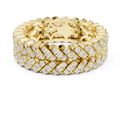 1.01ctw Round Diamond Woven Braided Link Ring - Solid Gold
