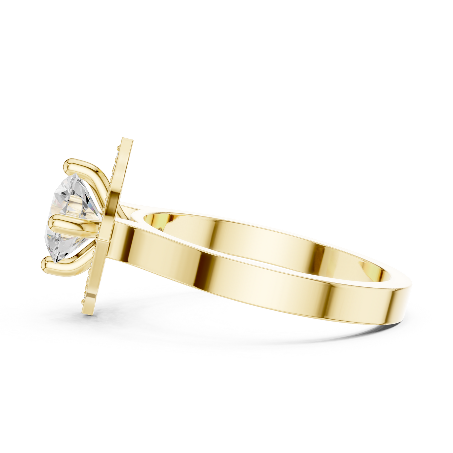 0.97ctw Round Diamond Kite Shape Halo Ring Plain Band - Solid Gold