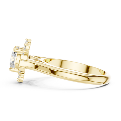 1.41ctw Round Diamond Baguette Ballerina Halo Ring - Solid Gold