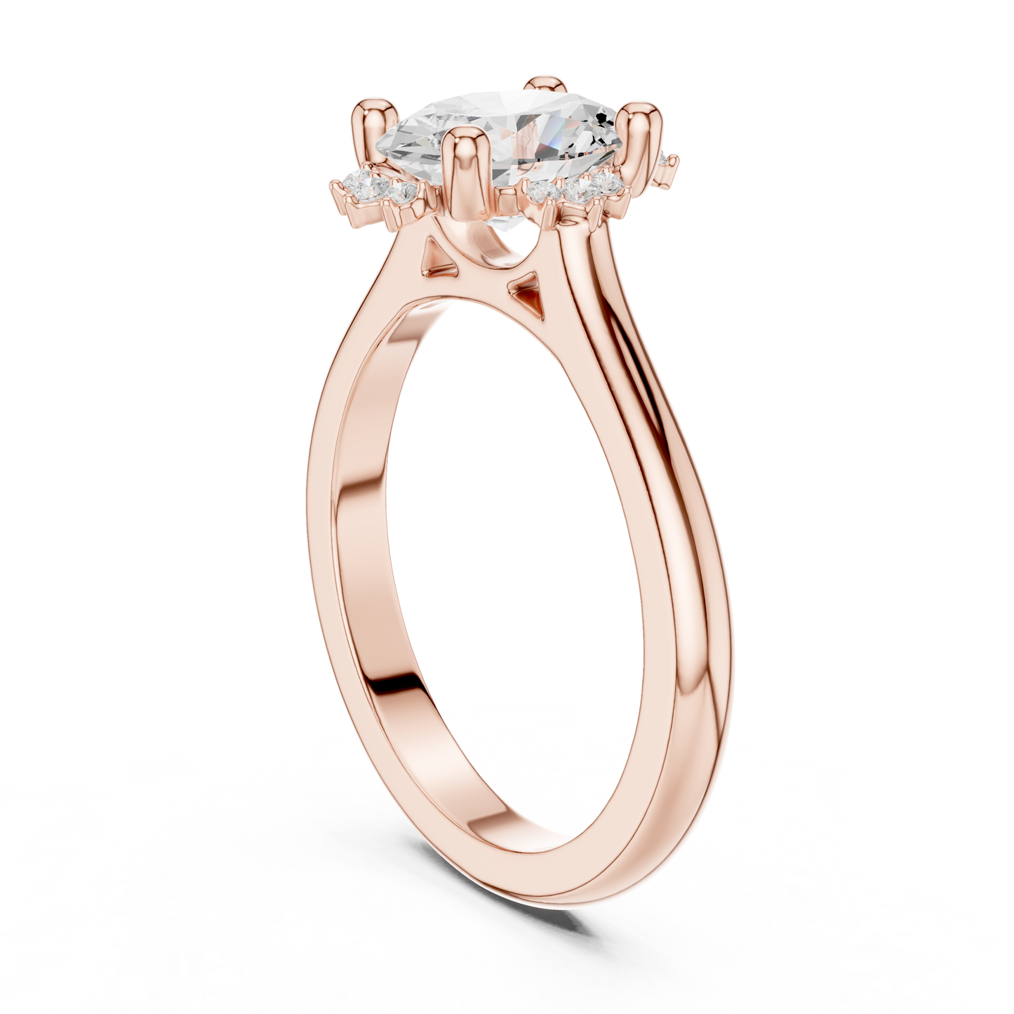1.43ctw Oval Diamond Tiara Crown Cluster Halo Ring - Solid Gold
