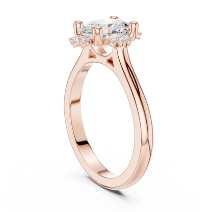 1.43ctw Oval Diamond Tiara Crown Cluster Halo Ring - Solid Gold