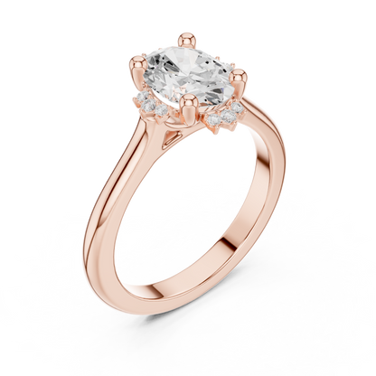 1.43ctw Oval Diamond Tiara Crown Cluster Halo Ring - Solid Gold
