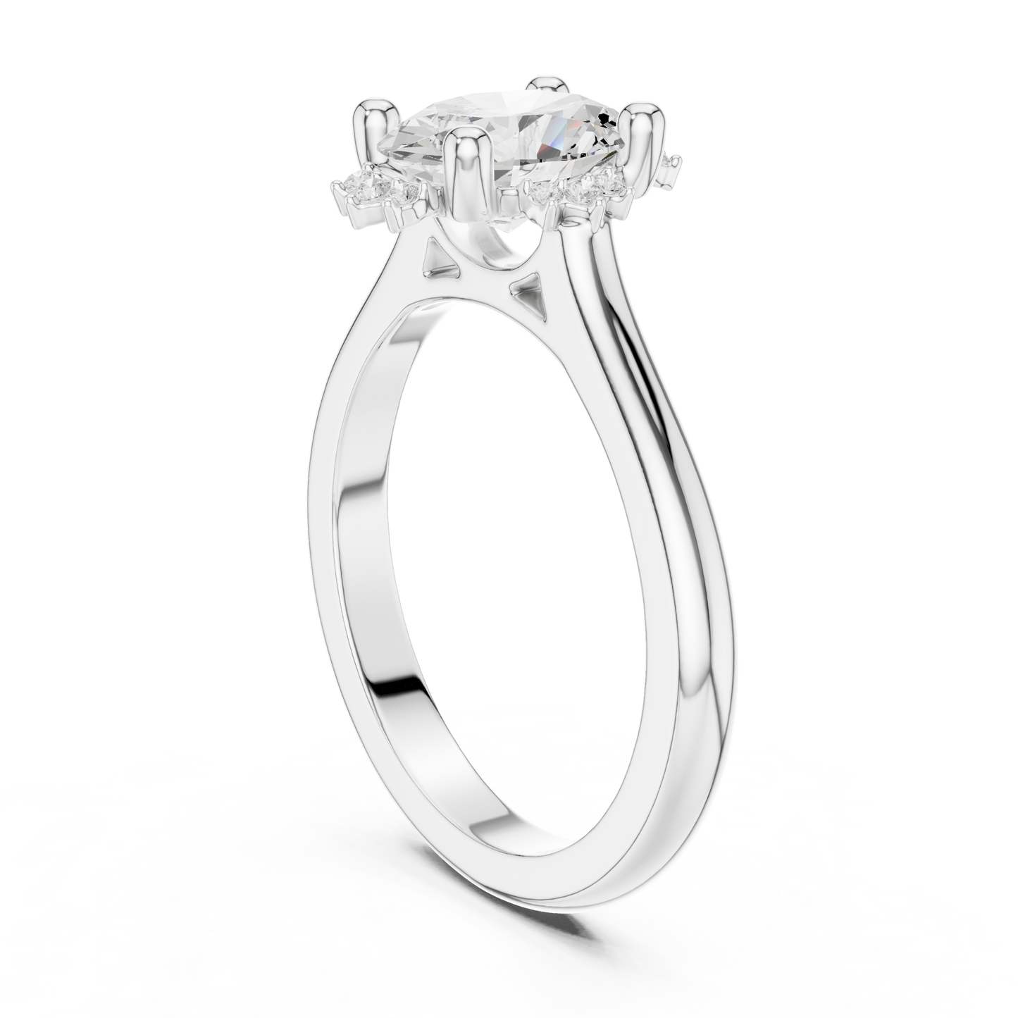 1.43ctw Oval Diamond Tiara Crown Cluster Halo Ring - Solid Gold