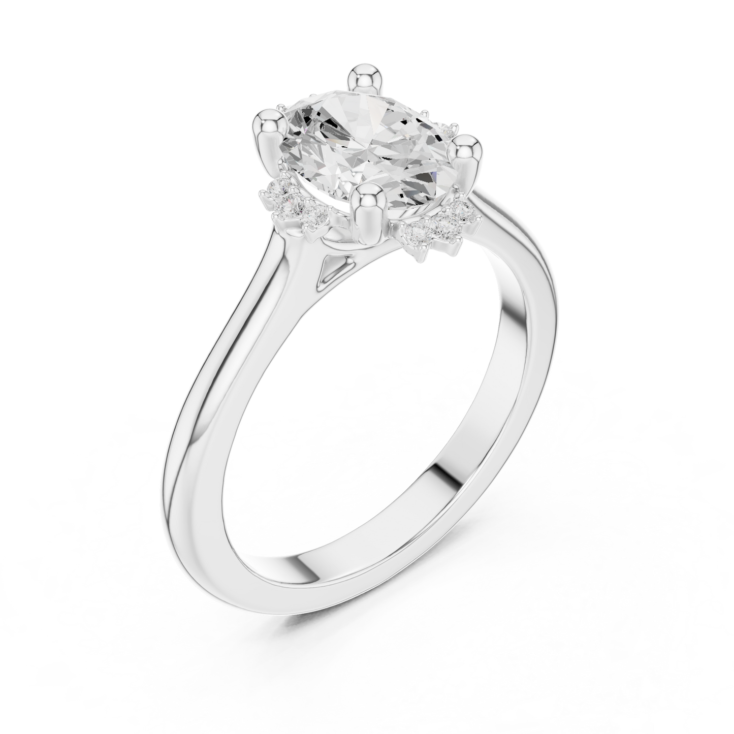 1.43ctw Oval Diamond Tiara Crown Cluster Halo Ring - Solid Gold