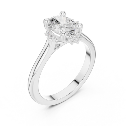 1.43ctw Oval Diamond Tiara Crown Cluster Halo Ring - Solid Gold