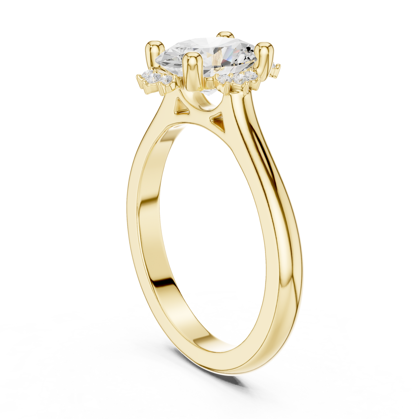 1.43ctw Oval Diamond Tiara Crown Cluster Halo Ring - Solid Gold
