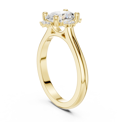 1.43ctw Oval Diamond Tiara Crown Cluster Halo Ring - Solid Gold