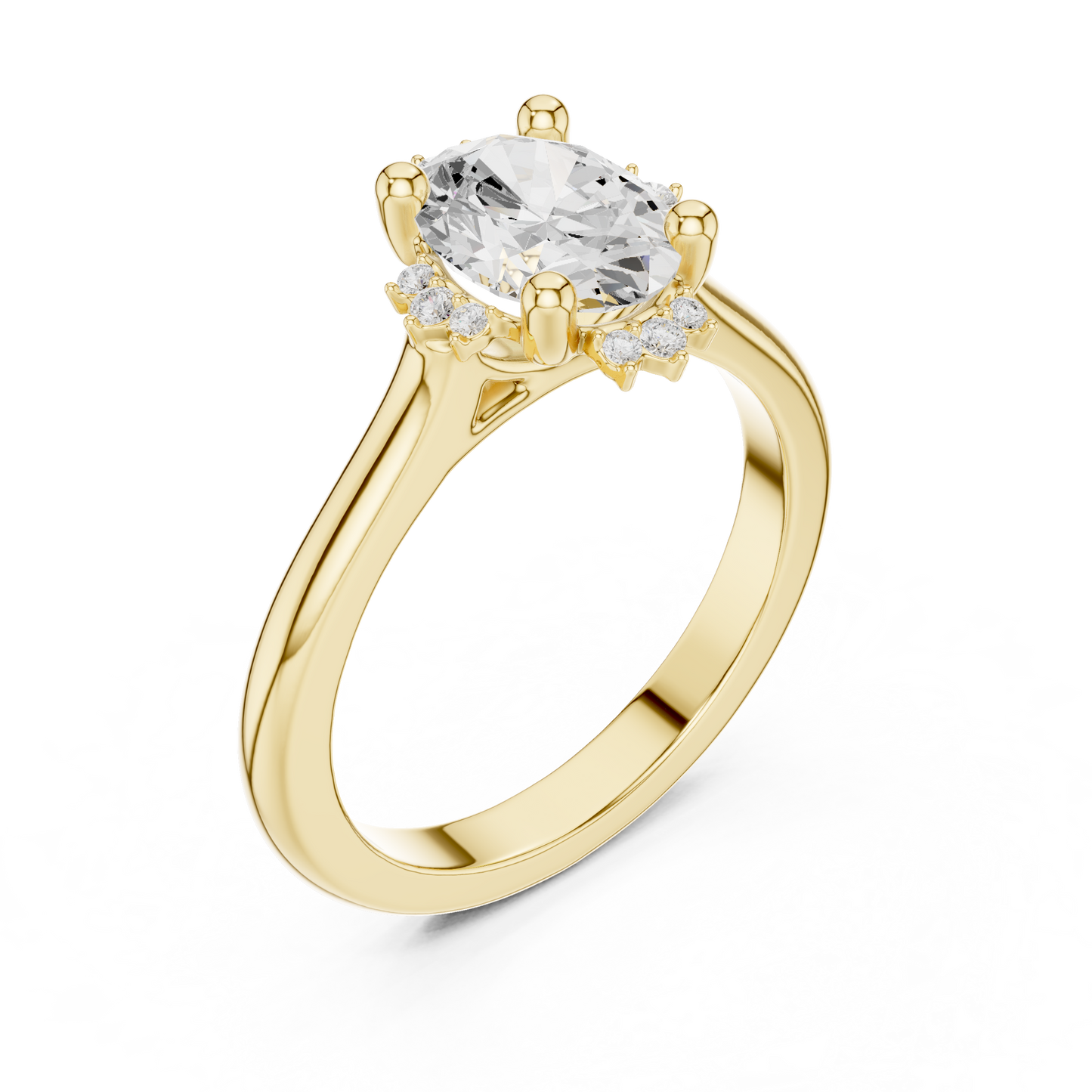 1.43ctw Oval Diamond Tiara Crown Cluster Halo Ring - Solid Gold
