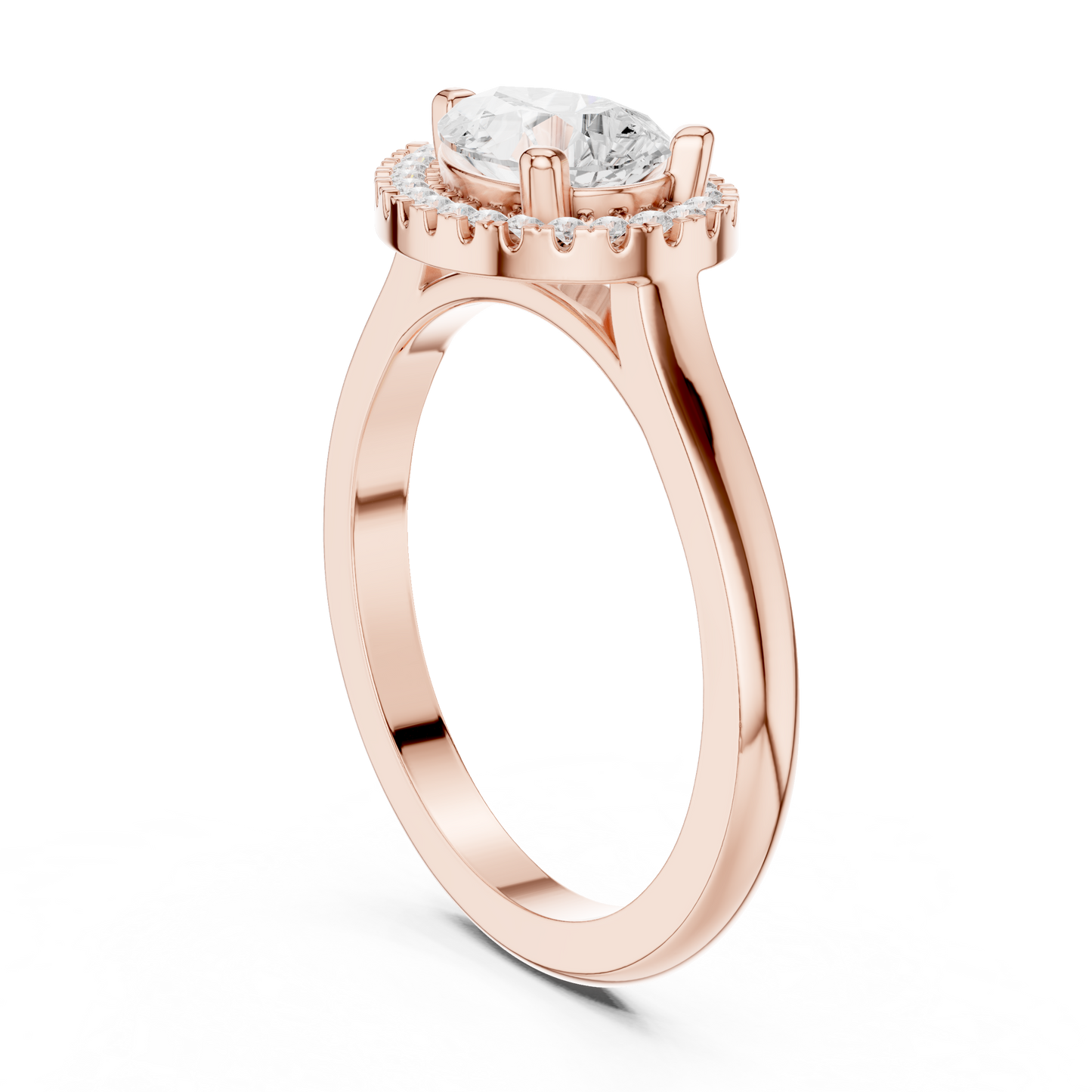 1.07ctw Pear Diamond East-West Halo Ring Plain Band - Solid Gold