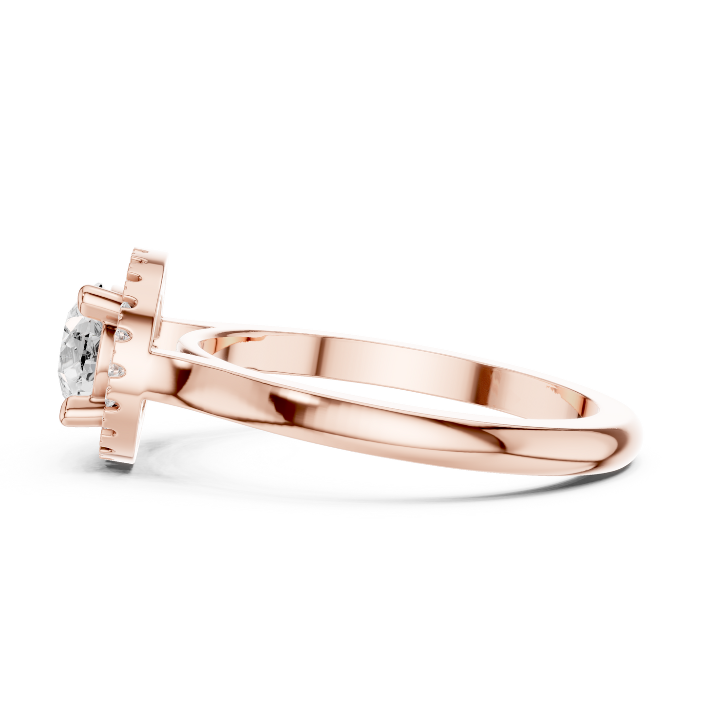 1.07ctw Pear Diamond East-West Halo Ring Plain Band - Solid Gold